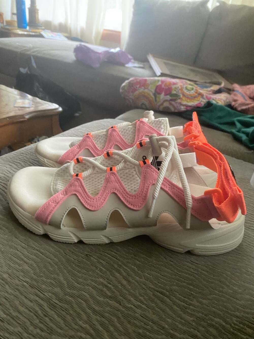 Adidas Originals Astir Sandals Off White Super Pop Pink Orange HP9570 Sz 10 NWOB